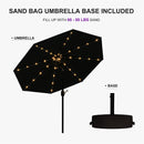 PURPLE LEAF Black Frame Tilting Market Umbrella with Lights Table Umbrella with Base Outside Patio