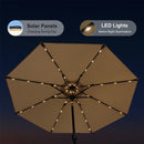 PURPLE LEAF Black Frame Tilting Market Umbrella with Lights Table Umbrella with Base Outside Patio