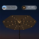 PURPLE LEAF Black Frame Tilting Market Umbrella with Lights Table Umbrella with Base Outside Patio