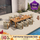 PURPLE LEAF Byron Outdoor Dining Set with Blended Olefin Cushion Aluminum Luxury Patio Furniture Dining Set All Weather Wicker Dining Sets for Backyard Deck, Teak
