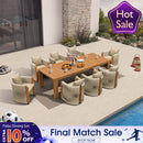 PURPLE LEAF Byron Outdoor Dining Set with Blended Olefin Cushion Aluminum Luxury Patio Furniture Dining Set All Weather Wicker Dining Sets for Backyard Deck, Teak