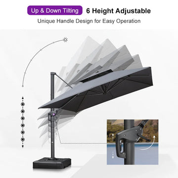 10x13ft Large Rectangular Patio Umbrella Cantilever Outdoor Umbrella, Navy Blue