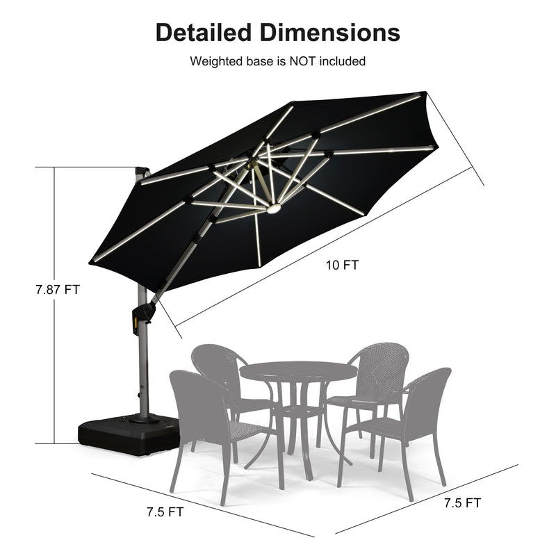 PURPLE LEAF 10 / 11 / 12 ft Round Outdoor Umbrellas with Lights