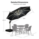 PURPLE LEAF 10 / 11 / 12 ft Round Outdoor Umbrellas with Lights