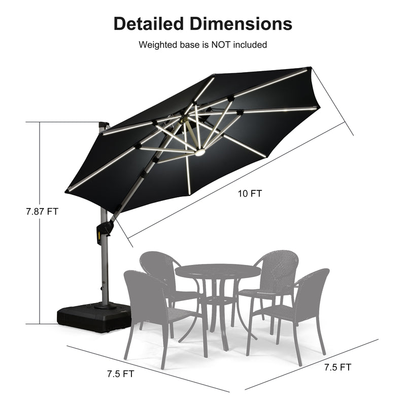 PURPLE LEAF 10 / 11 / 12 ft Round Outdoor Umbrellas with Lights