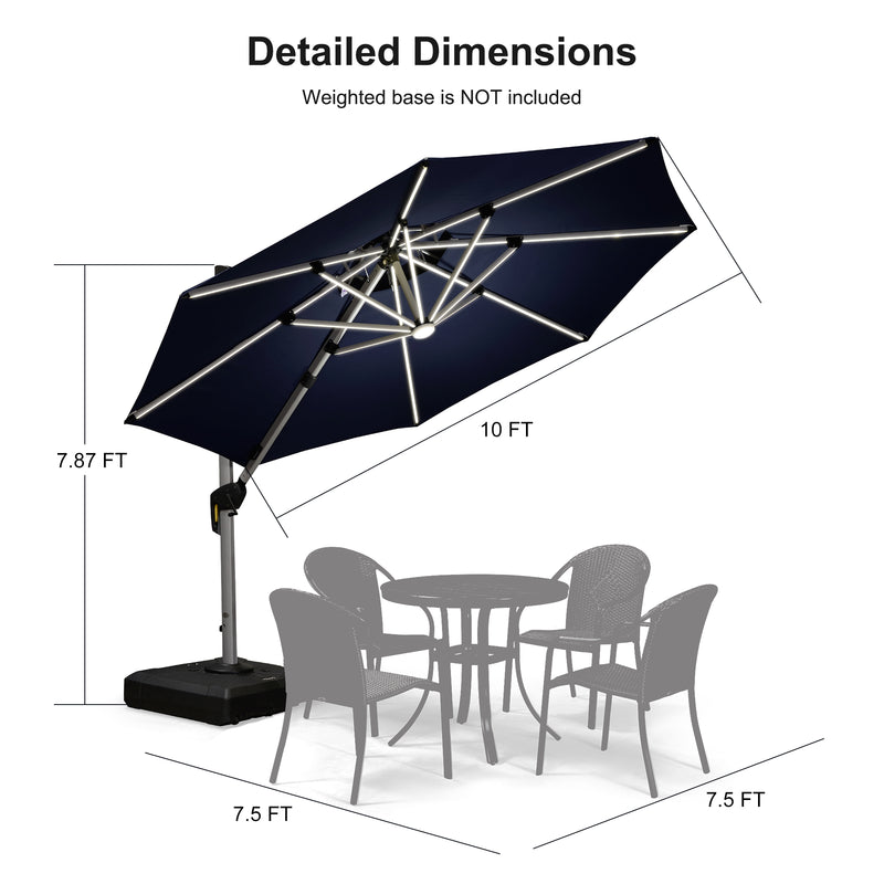 PURPLE LEAF 10 / 11 / 12 ft Round Outdoor Umbrellas with Lights