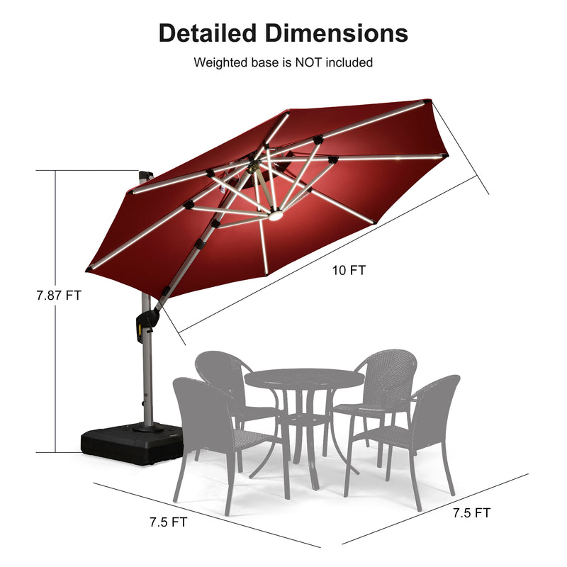 PURPLE LEAF 10 / 11 / 12 ft Round Outdoor Umbrellas with Lights