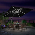 PURPLE LEAF Double Top 9 / 10 / 11 / 12 ft Square Outdoor Umbrellas with Lights