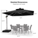 PURPLE LEAF Double Top 9 / 10 / 11 / 12 ft Square Outdoor Umbrellas with Lights