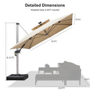 PURPLE LEAF Rectangular Cantilever Umbrella with Base, Outdoor Umbrellas with Lights