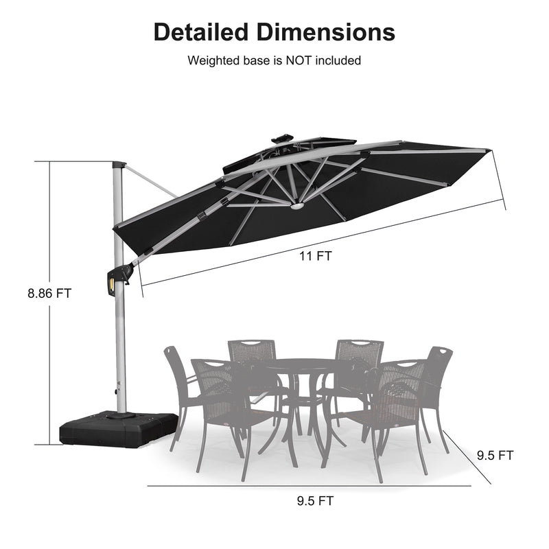 PURPLE LEAF 10 / 11 / 12 ft Round Outdoor Umbrellas with Lights