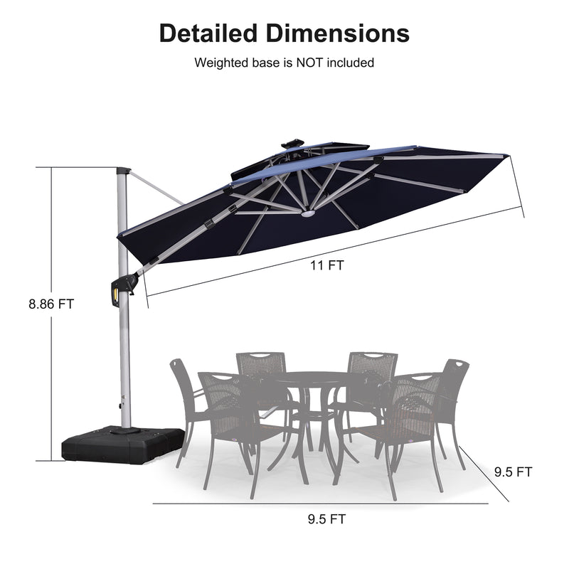 PURPLE LEAF 10 / 11 / 12 ft Round Outdoor Umbrellas with Lights