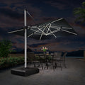 PURPLE LEAF Double Top 9 / 10 / 11 / 12 ft Square Outdoor Umbrellas with Lights