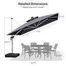 PURPLE LEAF Double Top 9 / 10 / 11 / 12 ft Square Outdoor Umbrellas with Lights
