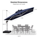 PURPLE LEAF Double Top 9 / 10 / 11 / 12 ft Square Outdoor Umbrellas with Lights