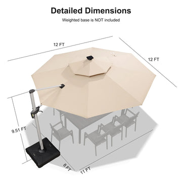 10/11/12ft Solar LED Round Cantilever Patio Umbrella 10/11/12ft Solar LED Round Cantilever Patio Umbrella