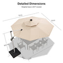 PURPLE LEAF 10 / 11 / 12 ft Round Outdoor Umbrellas with Lights