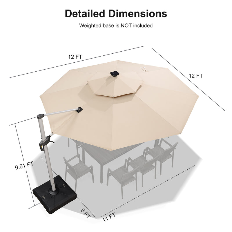 PURPLE LEAF 10 / 11 / 12 ft Round Outdoor Umbrellas with Lights