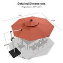 PURPLE LEAF 10 / 11 / 12 ft Round Outdoor Umbrellas with Lights