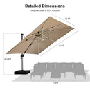 PURPLE LEAF Double Top 9 / 10 / 11 / 12 ft Square Outdoor Umbrellas with Lights