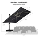 PURPLE LEAF Double Top 9 / 10 / 11 / 12 ft Square Outdoor Umbrellas with Lights