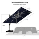 PURPLE LEAF Double Top 9 / 10 / 11 / 12 ft Square Outdoor Umbrellas with Lights