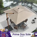 PURPLE LEAF Double Top 9 / 10 / 11 / 12 ft Square Aluminum Sun Umbrellas in Wood Color