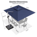 PURPLE LEAF Rectangular Cantilever Umbrella with Base, Outdoor Umbrellas with Lights