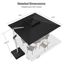 PURPLE LEAF Double Top 9 / 10 / 11 / 12 ft Square Outdoor Umbrellas with Lights