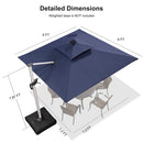 PURPLE LEAF Double Top 9 / 10 / 11 / 12 ft Square Outdoor Umbrellas with Lights