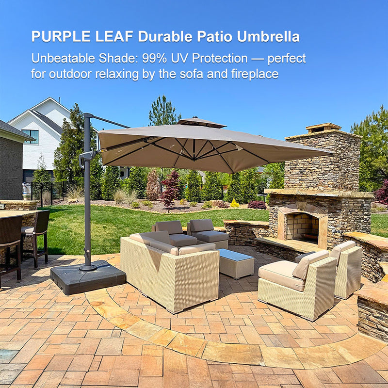 PURPLE LEAF UV50+ Fade Resistant Patio Cantilever Umbrella with Recycled Fabric