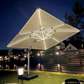 PURPLE LEAF Double Top 9 / 10 / 11 / 12 ft Square Outdoor Umbrellas with Lights
