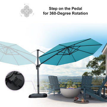 PURPLE LEAF Durable Patio Outdoor Umbrella Aluminum Round Cantilever Sun Yard Umbrellas For Pool, Deck