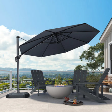 PURPLE LEAF 10ft Durable Outdoor Patio Umbrella, UV Umbrella, Grey, Garden Sun Umbrella
