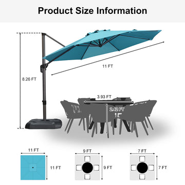 360° Patio Round Umbrella | For Cantilever, Deck Shade