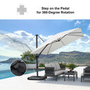 PURPLE LEAF Lateral Tilt Patio Umbrella with Base, 360° Swivel Cantilever Umbrella with Stand