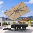 PURPLE LEAF Lateral Tilt Patio Umbrella with Base, 360° Swivel Cantilever Umbrella with Stand