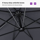 PURPLE LEAF Lateral Tilt Patio Umbrella with Base, 360° Swivel Cantilever Umbrella with Stand
