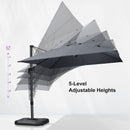 PURPLE LEAF Lateral Tilt Patio Umbrella with Base, 360° Swivel Cantilever Umbrella with Stand
