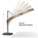 PURPLE LEAF Lateral Tilt Patio Umbrella with Base, 360° Swivel Cantilever Umbrella with Stand