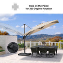 PURPLE LEAF Lateral Tilt Patio Umbrella with Base, 360° Swivel Cantilever Umbrella with Stand