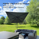 PURPLE LEAF Lateral Tilt Patio Umbrella with Base, 360° Swivel Cantilever Umbrella with Stand