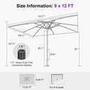 PURPLE LEAF Luxury Market Patio Umbrella, Hydraulic Lift System, Umbrella Base with Wheels