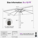 PURPLE LEAF Luxury Market Umbrella Heavy-Duty Commercial Hydraulic Semi-Automatic Patio Umbrella