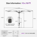 PURPLE LEAF Luxury Market Patio Umbrella, Hydraulic Lift System, Umbrella Base with Wheels