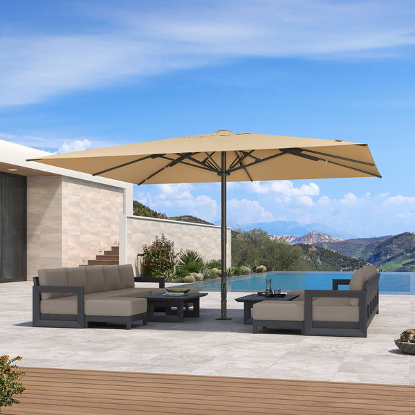 commercial offset patio umbrella FIM Flexy Aluminum 8' x 14' Rectangular As a versatile patio cantilever umbrella Offset Cantilever Umbrellas