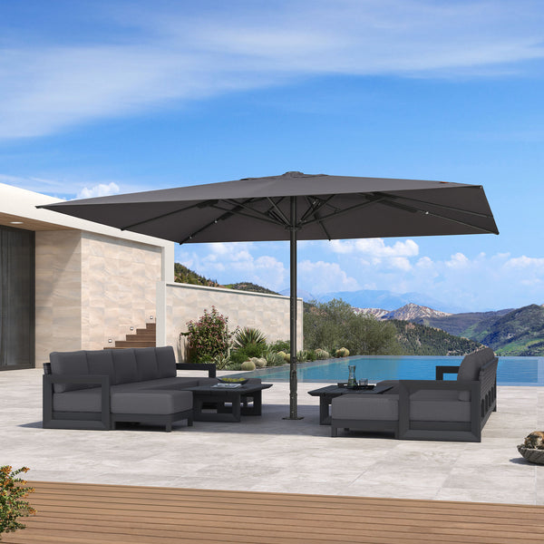 PURPLE LEAF Luxury Market Umbrella Heavy-Duty Commercial Hydraulic Semi-Automatic Patio Umbrella 13x16 FT(3.15