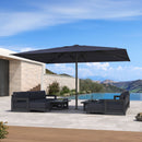PURPLE LEAF Luxury Market Umbrella Heavy-Duty Commercial Hydraulic Semi-Automatic Patio Umbrella