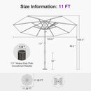PURPLE LEAF Luxury Market Patio Umbrella, Hydraulic Lift System, Umbrella Base with Wheels