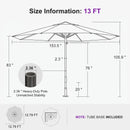 PURPLE LEAF Luxury Market Patio Umbrella, Hydraulic Lift System, Umbrella Base with Wheels